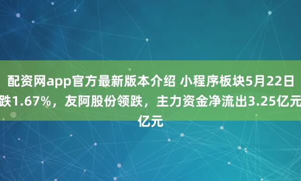 配资网app官方最新版本介绍 小程序板块5月22日跌1.67%，友阿股份领跌，主力资金净流出3.25亿元
