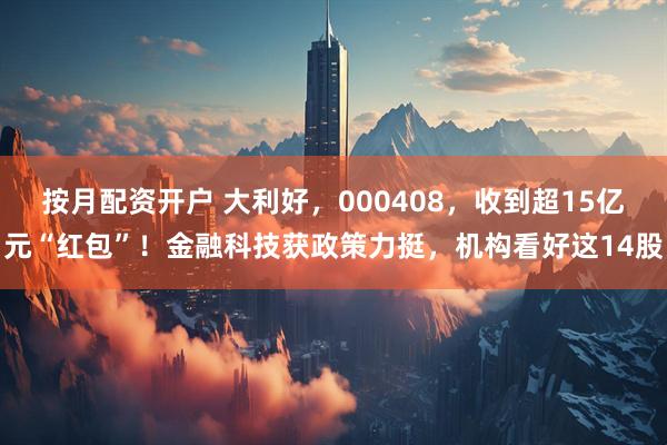 按月配资开户 大利好，000408，收到超15亿元“红包”！金融科技获政策力挺，机构看好这14股